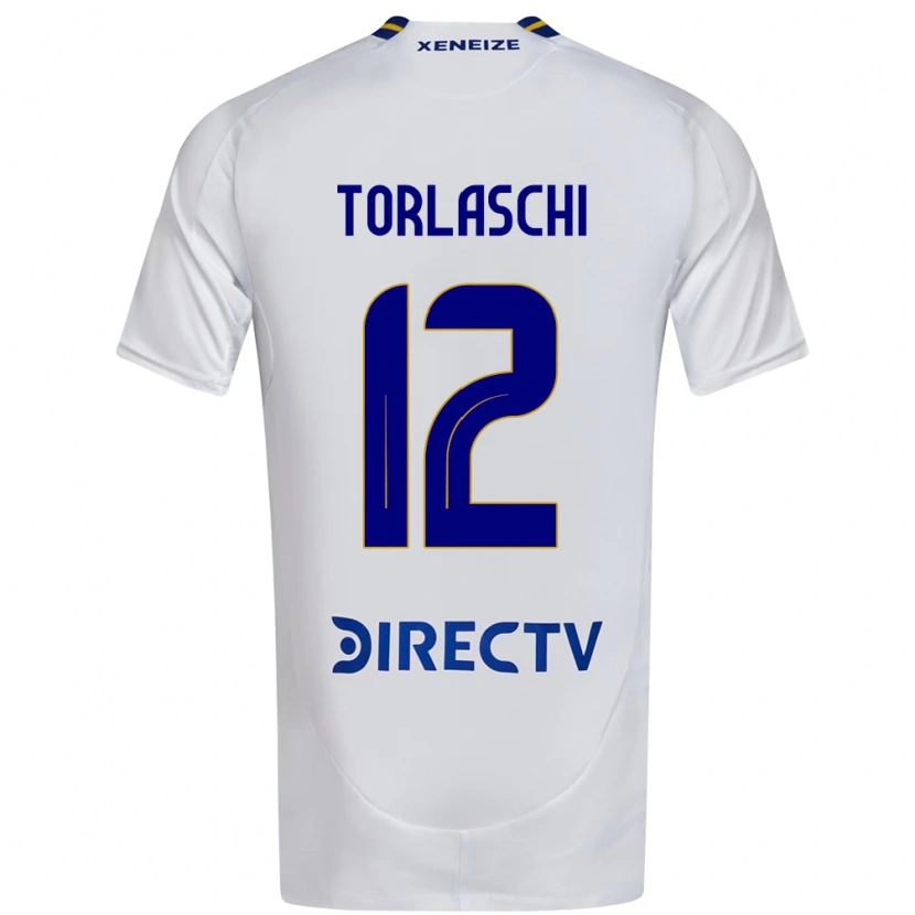 Danxen Bambino Maglia Lucas Torlaschi #12 Bianco Blu Kit Gara Away 2025/26 Maglietta