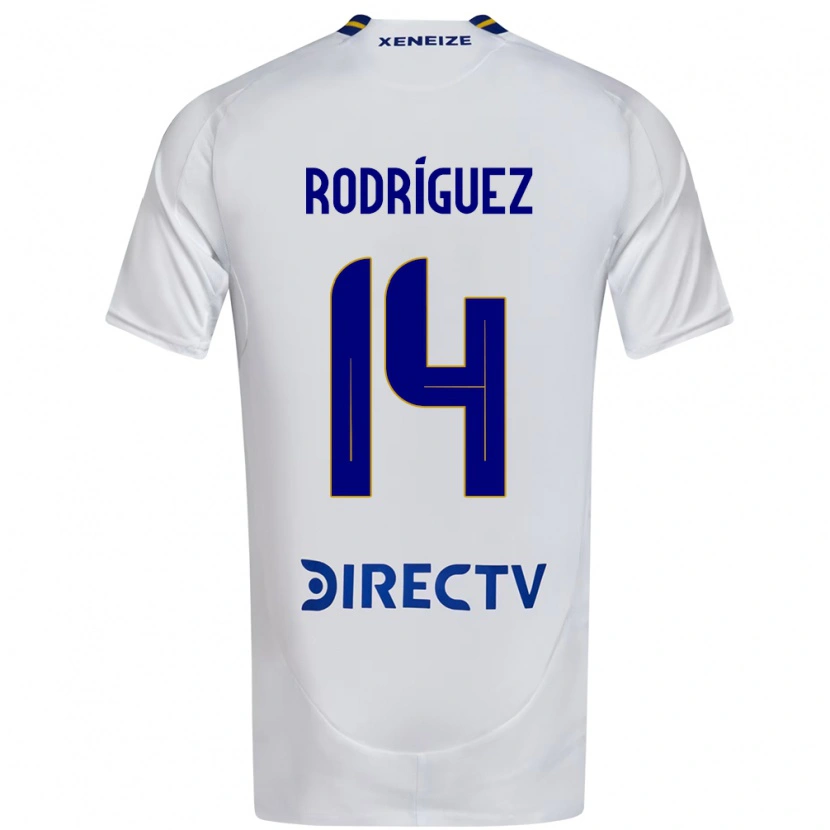 Danxen Bambino Maglia Isaías Rodríguez #14 Bianco Blu Kit Gara Away 2025/26 Maglietta