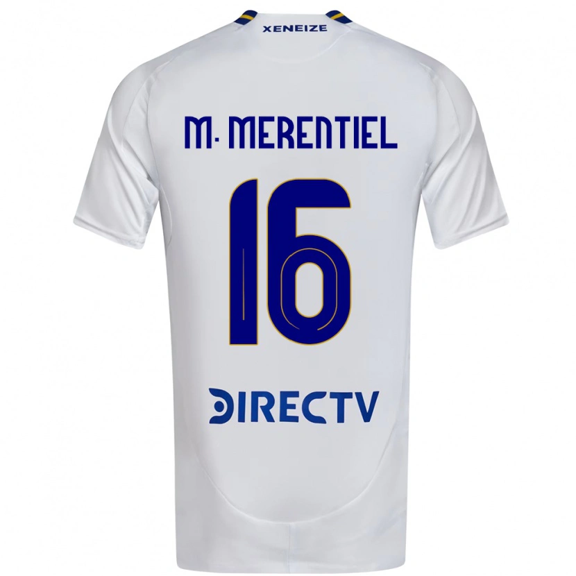 Danxen Bambino Maglia Miguel Merentiel #16 Bianco Blu Kit Gara Away 2025/26 Maglietta