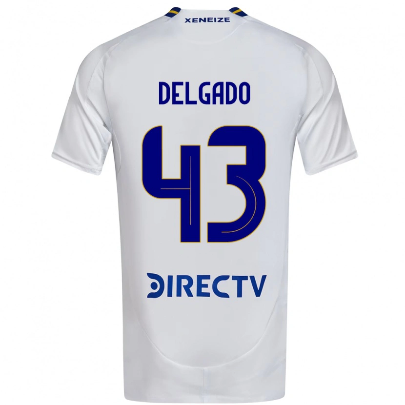 Danxen Bambino Maglia Milton Delgado #43 Bianco Blu Kit Gara Away 2025/26 Maglietta