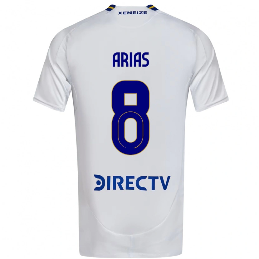 Danxen Bambino Maglia Agustina Arias #8 Bianco Blu Kit Gara Away 2025/26 Maglietta