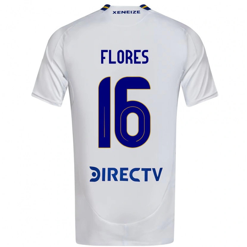 Danxen Bambino Maglia Eugenia Flores #16 Bianco Blu Kit Gara Away 2025/26 Maglietta