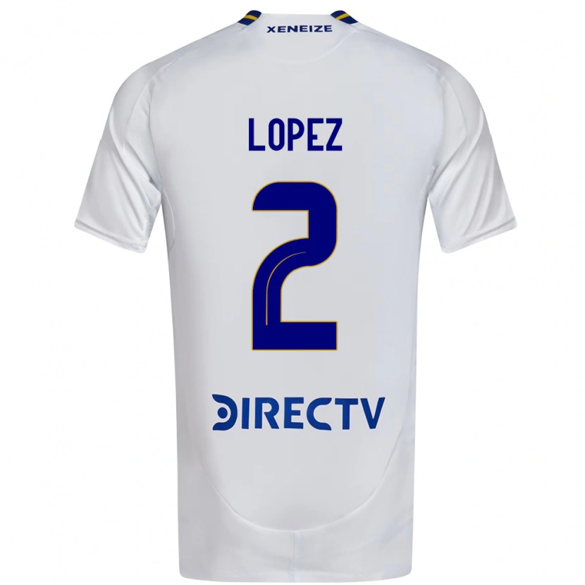 Danxen Bambino Maglia Lisandro Lopez #2 Bianco Blu Kit Gara Away 2025/26 Maglietta