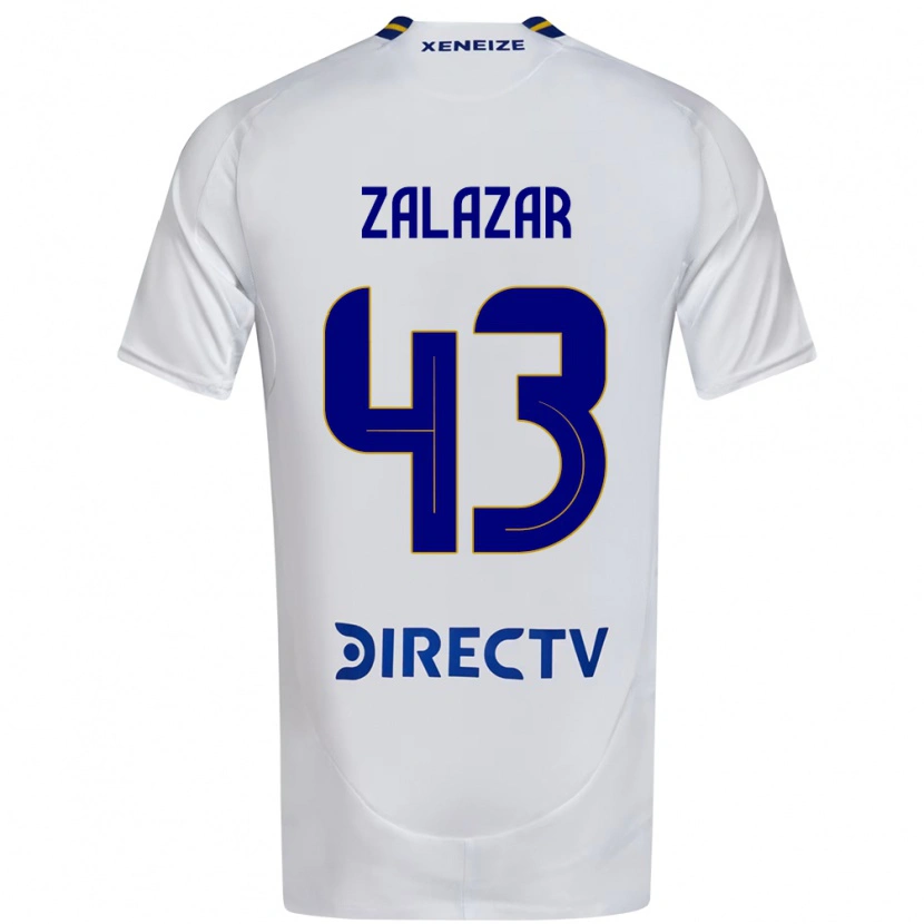 Danxen Bambino Maglia Maximiliano Zalazar #43 Bianco Blu Kit Gara Away 2025/26 Maglietta