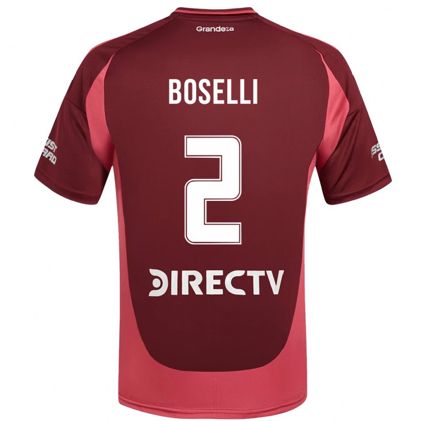 Danxen Bambino Maglia Sebastián Boselli #2 Borgogna Magenta Kit Gara Away 2025/26 Maglietta