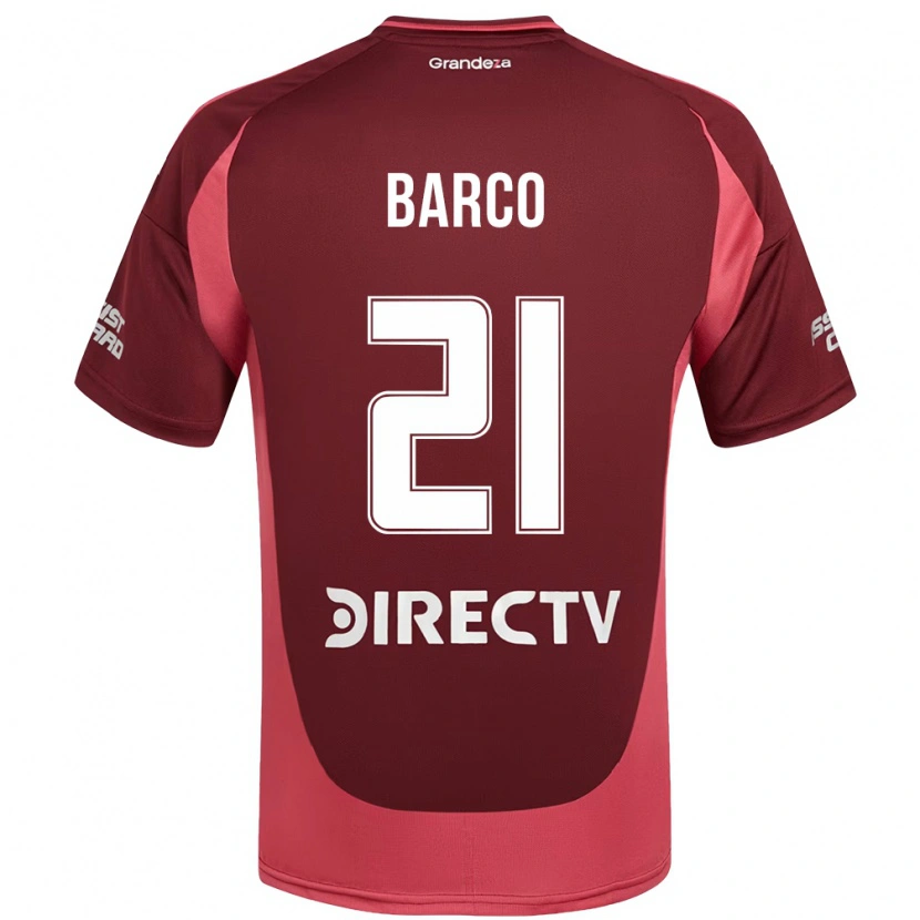 Danxen Bambino Maglia Esequiel Barco #21 Borgogna Magenta Kit Gara Away 2025/26 Maglietta