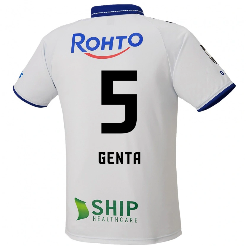 Danxen Bambino Maglia Genta Miura #5 Bianco Blu Nero Kit Gara Away 2025/26 Maglietta