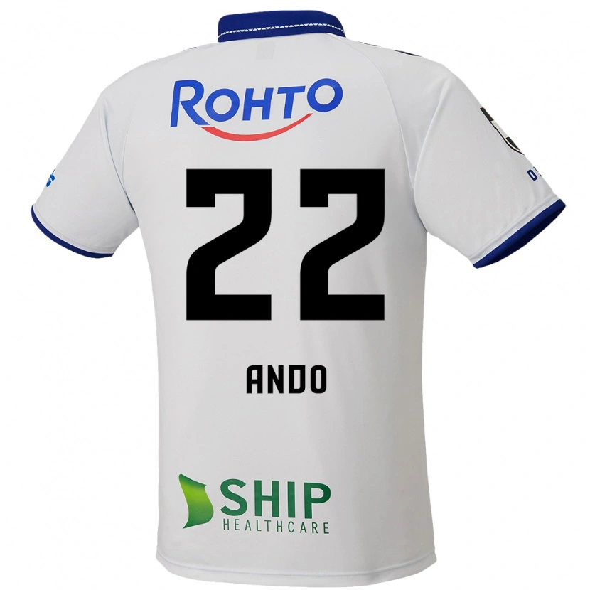 Danxen Bambino Maglia Rikuto Ando #22 Bianco Blu Nero Kit Gara Away 2025/26 Maglietta