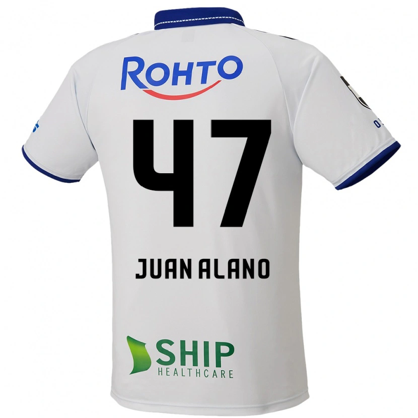 Danxen Bambino Maglia Juan Alano #47 Bianco Blu Nero Kit Gara Away 2025/26 Maglietta
