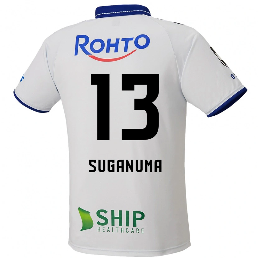 Danxen Bambino Maglia Shunya Suganuma #13 Bianco Blu Nero Kit Gara Away 2025/26 Maglietta