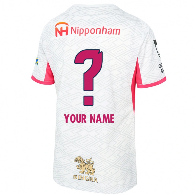 Danxen Bambino Maglia Il Tuo Nome #0 Bianco Rosa Sakura Kit Gara Away 2025/26 Maglietta