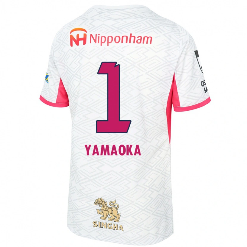 Danxen Bambino Maglia Kumpei Yamaoka #1 Bianco Rosa Sakura Kit Gara Away 2025/26 Maglietta
