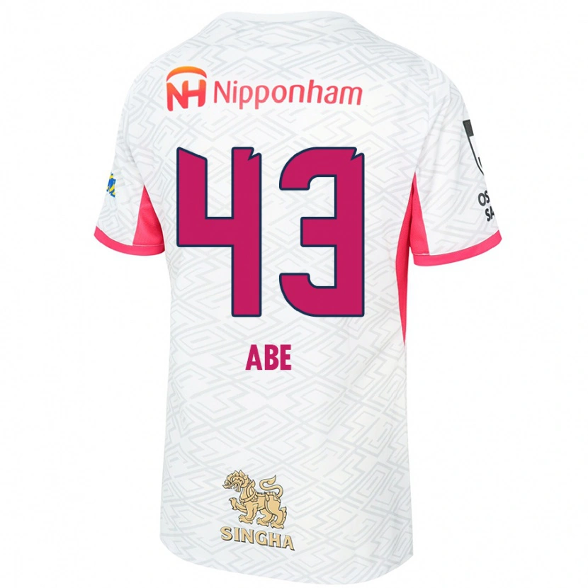 Danxen Bambino Maglia Yosei Abe #43 Bianco Rosa Sakura Kit Gara Away 2025/26 Maglietta