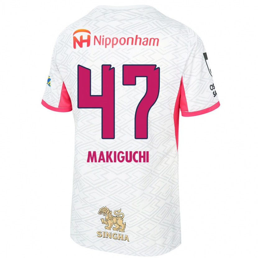 Danxen Bambino Maglia Kazuma Makiguchi #47 Bianco Rosa Sakura Kit Gara Away 2025/26 Maglietta