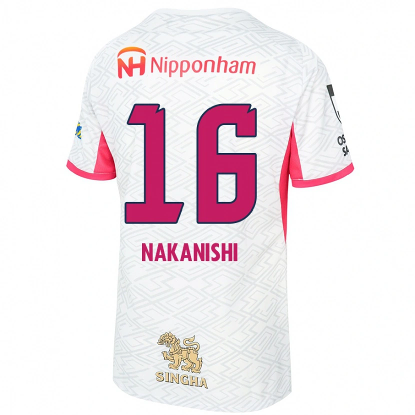 Danxen Bambino Maglia Fuu Nakanishi #16 Bianco Rosa Sakura Kit Gara Away 2025/26 Maglietta
