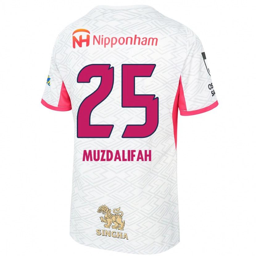 Danxen Bambino Maglia Zahra Muzdalifah #25 Bianco Rosa Sakura Kit Gara Away 2025/26 Maglietta
