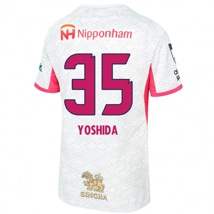 Danxen Bambino Maglia Yuji Yoshida #35 Bianco Rosa Sakura Kit Gara Away 2025/26 Maglietta