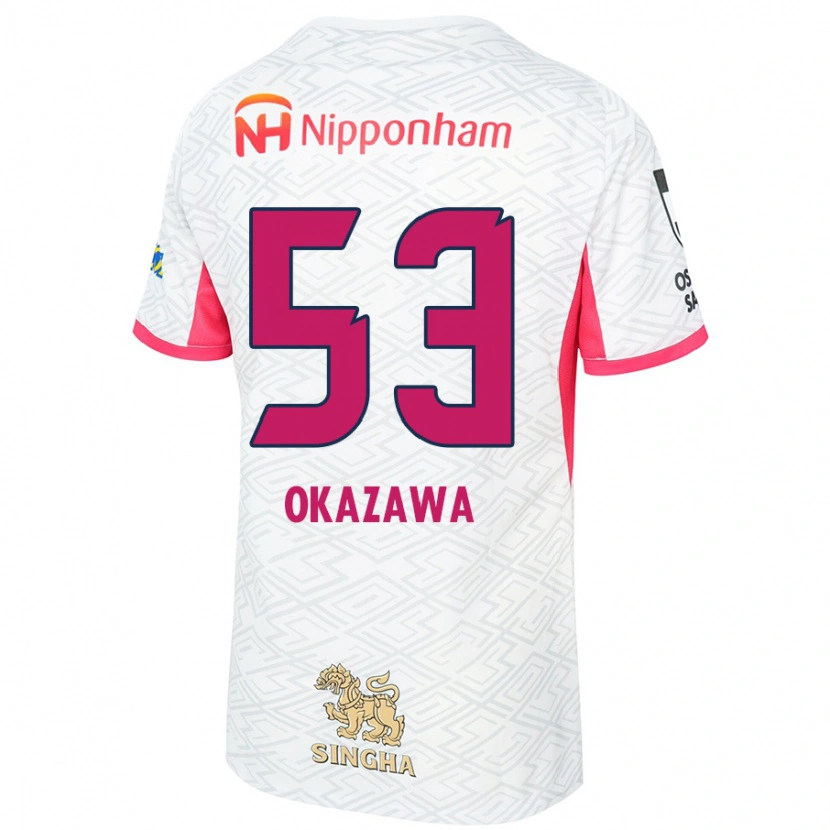Danxen Bambino Maglia Kosei Okazawa #53 Bianco Rosa Sakura Kit Gara Away 2025/26 Maglietta