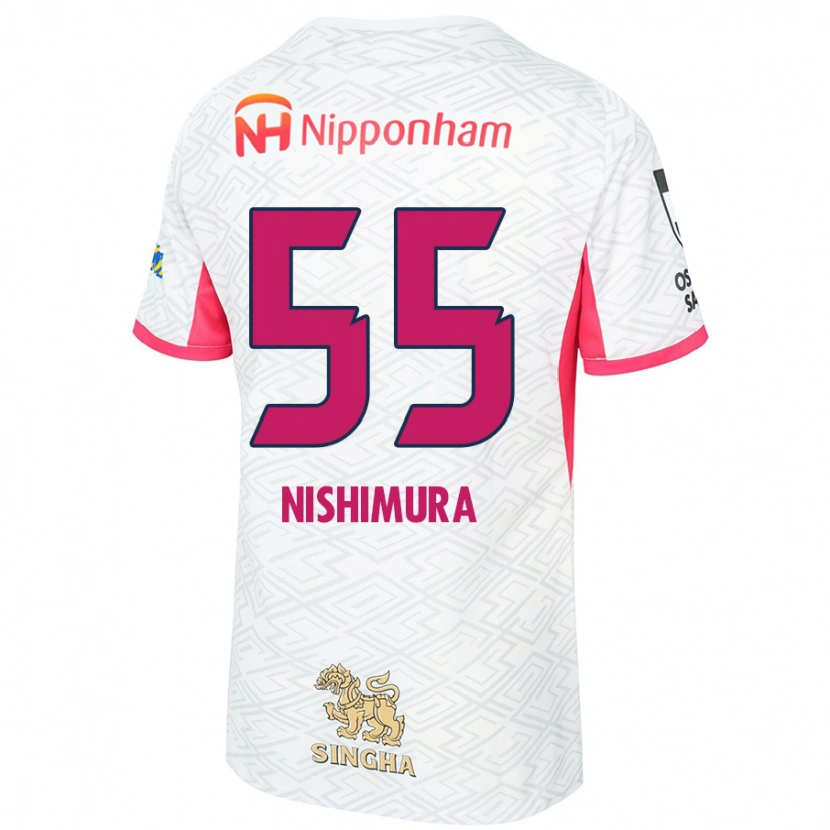 Danxen Bambino Maglia Subaru Nishimura #55 Bianco Rosa Sakura Kit Gara Away 2025/26 Maglietta