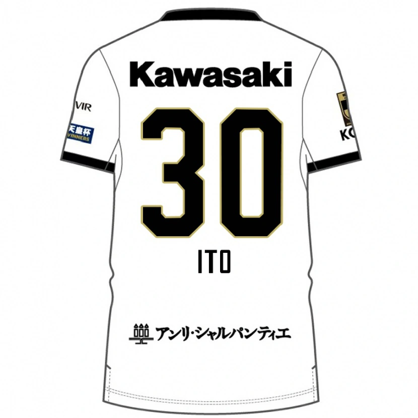 Danxen Bambino Maglia Genta Ito #30 Bianco Nero Kit Gara Away 2025/26 Maglietta