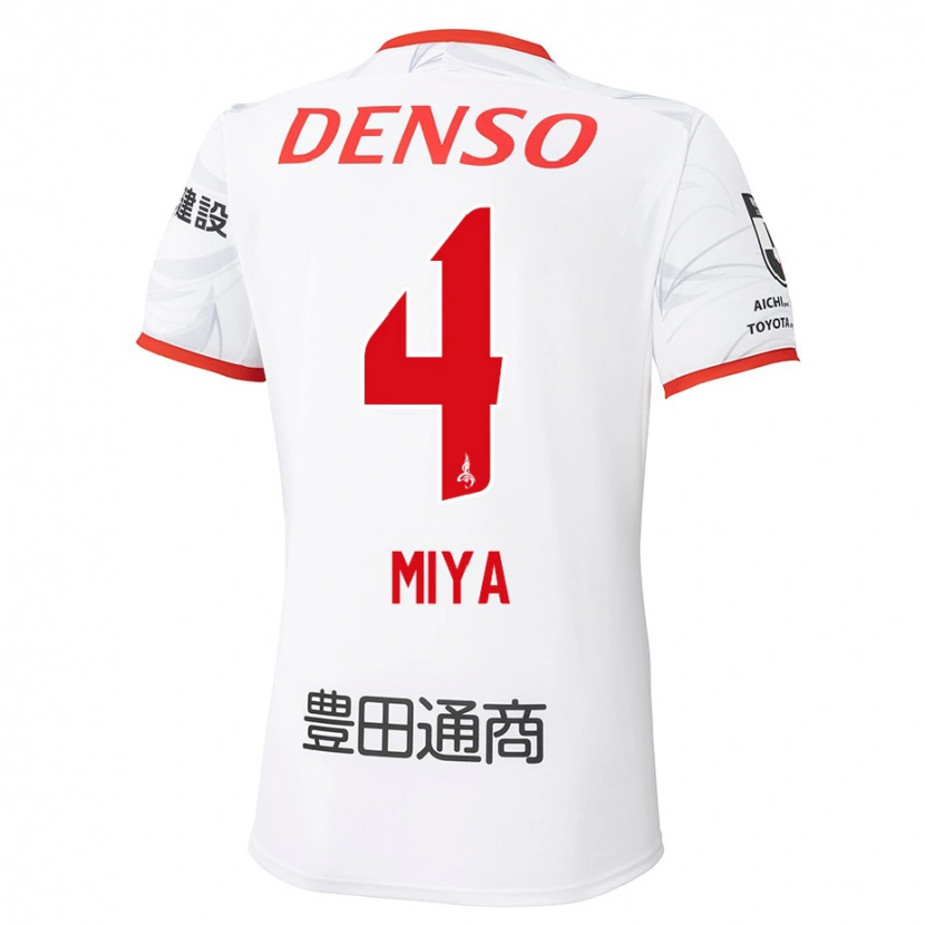Danxen Bambino Maglia Daiki Miya #4 Bianco Rosso Kit Gara Away 2025/26 Maglietta