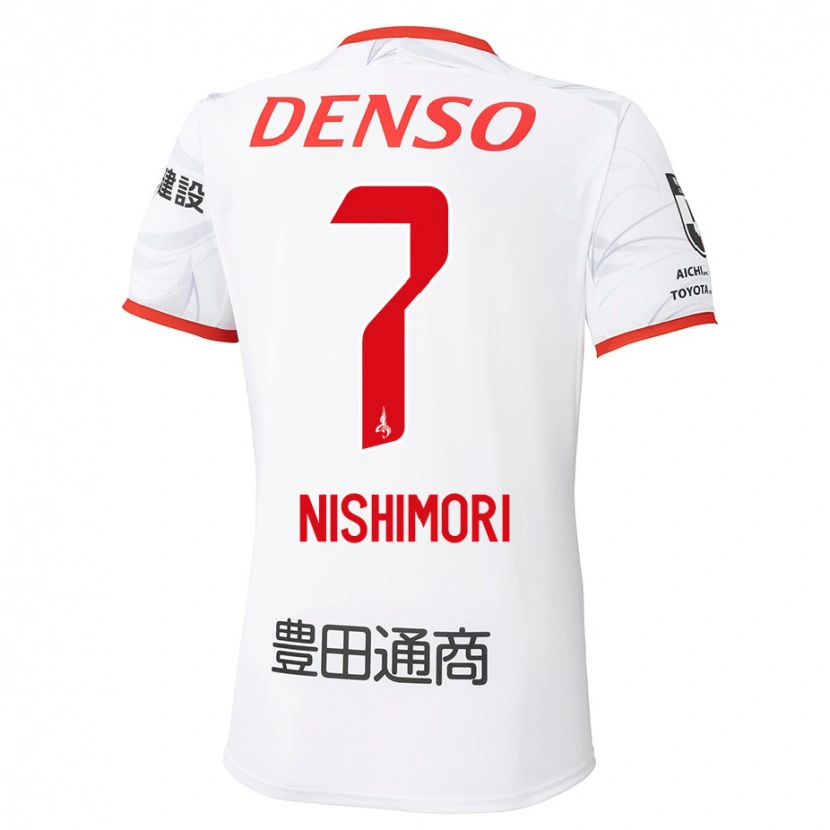 Danxen Bambino Maglia Yuto Nishimori #7 Bianco Rosso Kit Gara Away 2025/26 Maglietta