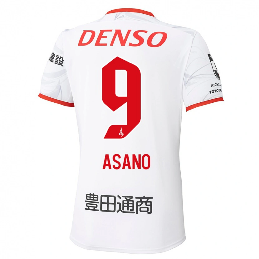 Danxen Bambino Maglia Yuya Asano #9 Bianco Rosso Kit Gara Away 2025/26 Maglietta