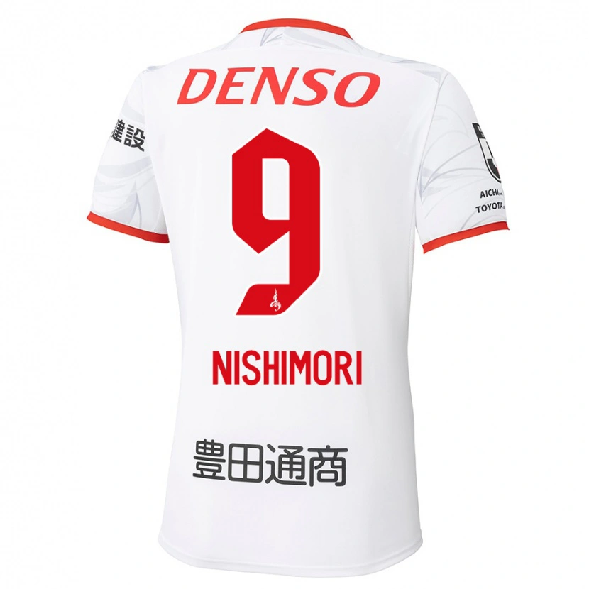 Danxen Bambino Maglia Naoto Nishimori #9 Bianco Rosso Kit Gara Away 2025/26 Maglietta