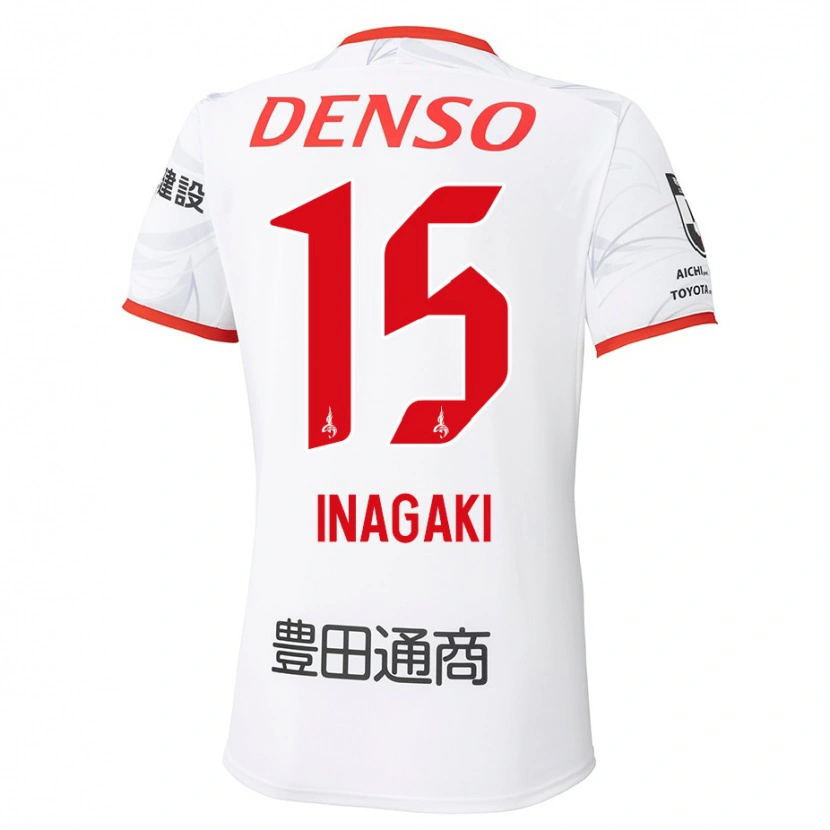 Danxen Bambino Maglia Sho Inagaki #15 Bianco Rosso Kit Gara Away 2025/26 Maglietta