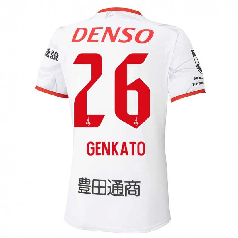 Danxen Bambino Maglia Gen Kato #26 Bianco Rosso Kit Gara Away 2025/26 Maglietta