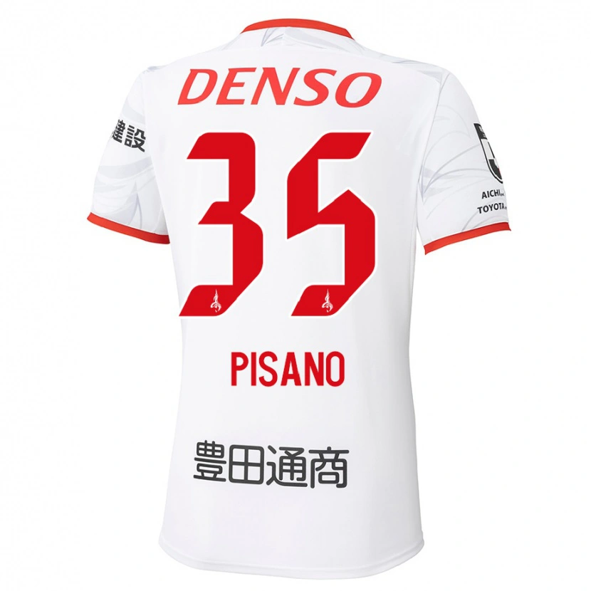 Danxen Bambino Maglia Alexandre Pisano #35 Bianco Rosso Kit Gara Away 2025/26 Maglietta