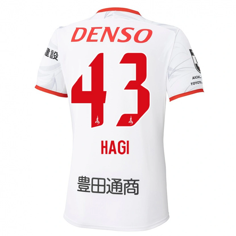 Danxen Bambino Maglia Hiroaki Hagi #43 Bianco Rosso Kit Gara Away 2025/26 Maglietta