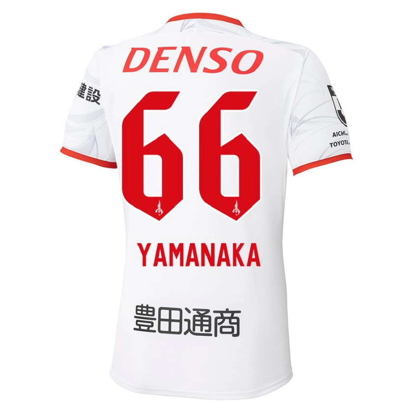 Danxen Bambino Maglia Ryosuke Yamanaka #66 Bianco Rosso Kit Gara Away 2025/26 Maglietta