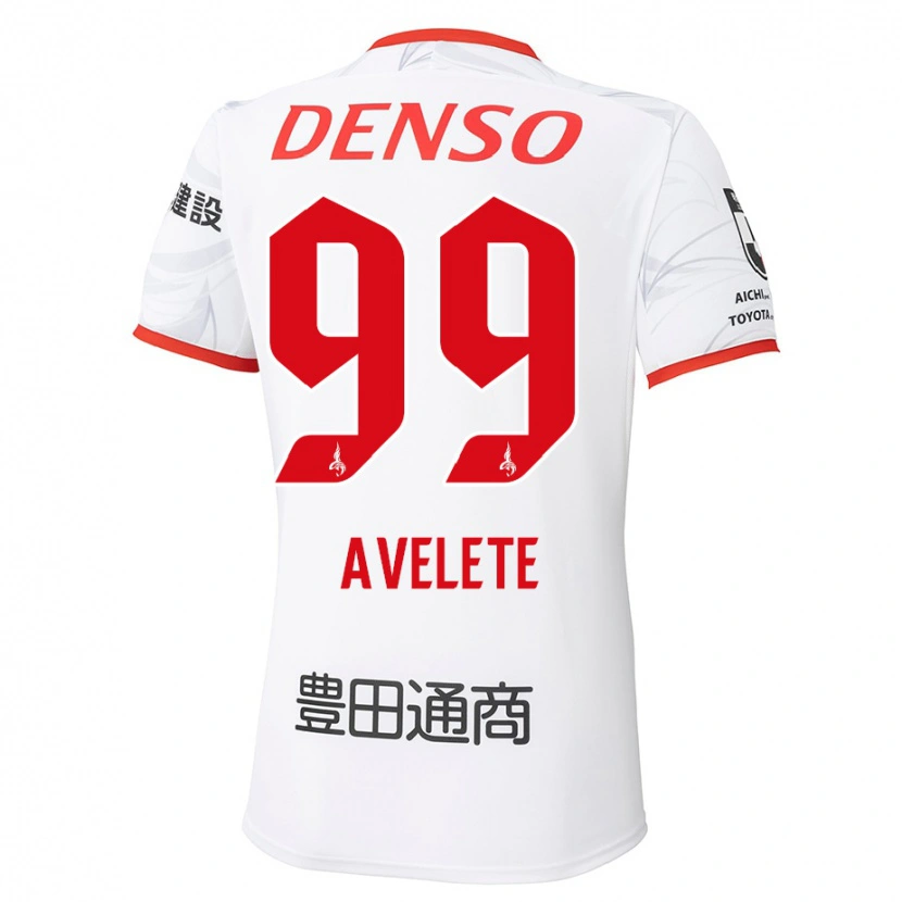 Danxen Bambino Maglia Yves Avelete #99 Bianco Rosso Kit Gara Away 2025/26 Maglietta