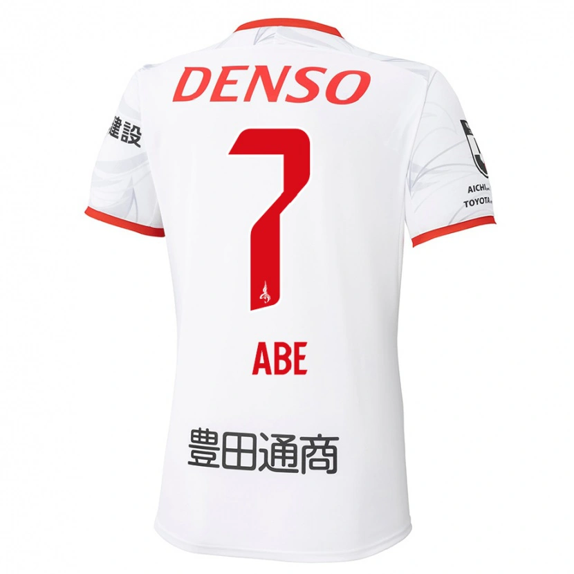 Danxen Bambino Maglia Hiroyuki Abe #7 Bianco Rosso Kit Gara Away 2025/26 Maglietta