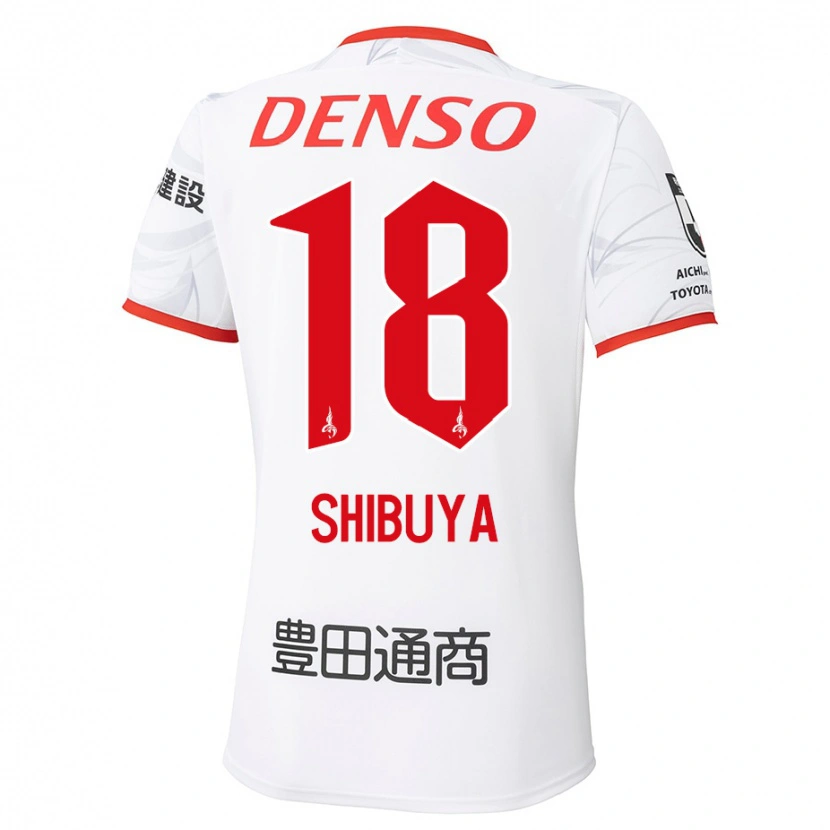 Danxen Bambino Maglia Tsubasa Shibuya #18 Bianco Rosso Kit Gara Away 2025/26 Maglietta
