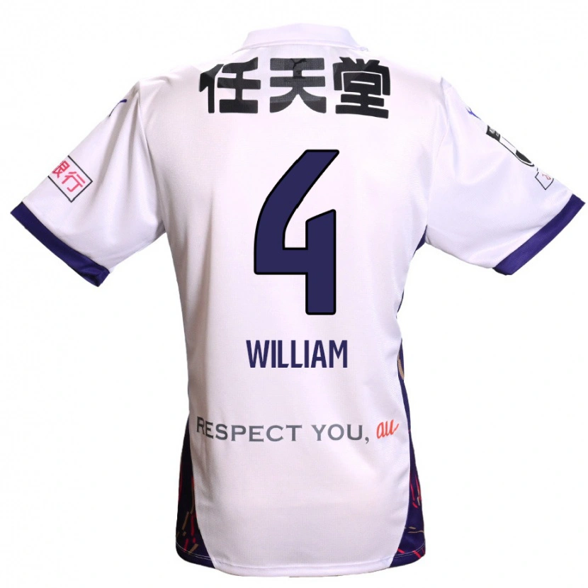 Danxen Bambino Maglia Patrick William #4 Bianco Viola Nero Kit Gara Away 2025/26 Maglietta