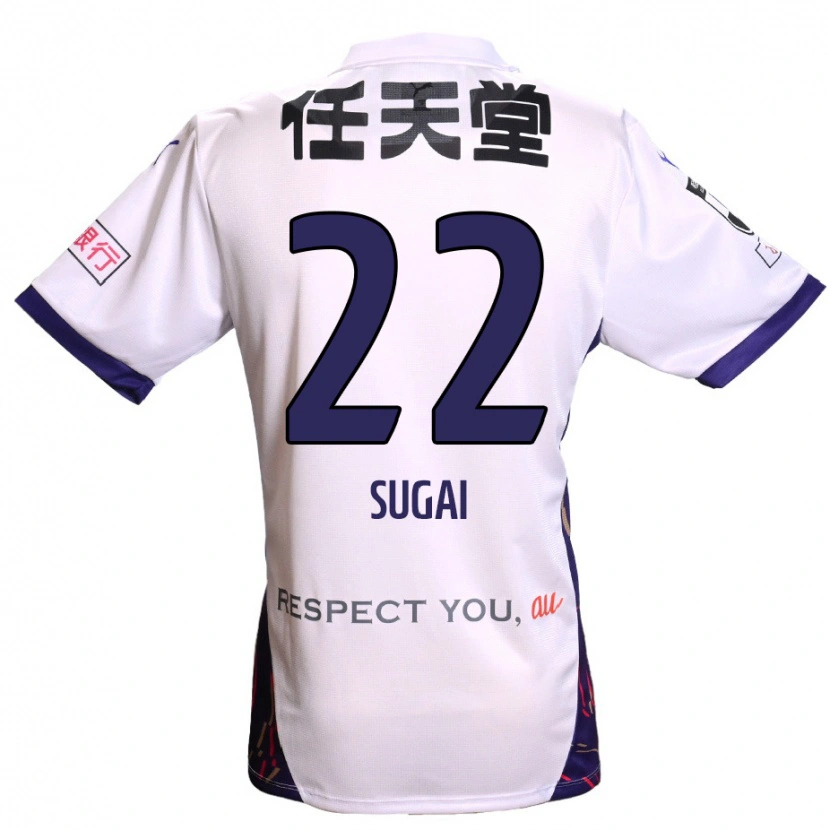 Danxen Bambino Maglia Hidehiro Sugai #22 Bianco Viola Nero Kit Gara Away 2025/26 Maglietta