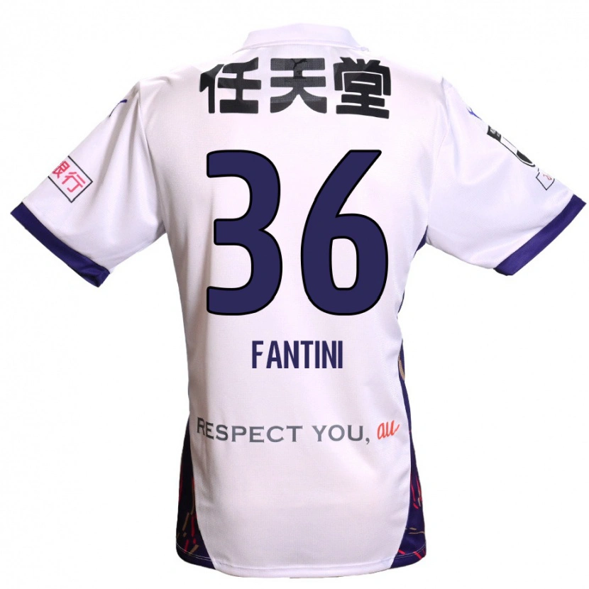 Danxen Bambino Maglia Akira Fantini #36 Bianco Viola Nero Kit Gara Away 2025/26 Maglietta