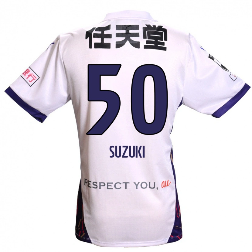 Danxen Bambino Maglia Yoshinori Suzuki #50 Bianco Viola Nero Kit Gara Away 2025/26 Maglietta