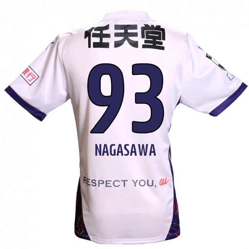 Danxen Bambino Maglia Shun Nagasawa #93 Bianco Viola Nero Kit Gara Away 2025/26 Maglietta