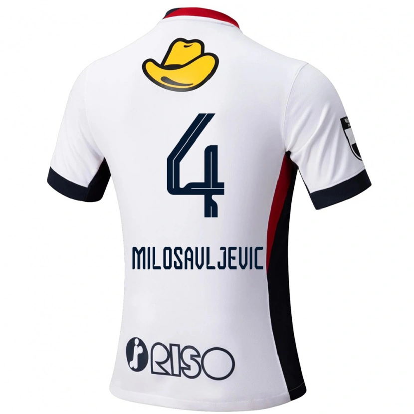 Danxen Bambino Maglia Radomir Milosavljevic #4 Bianco Nero Kit Gara Away 2025/26 Maglietta