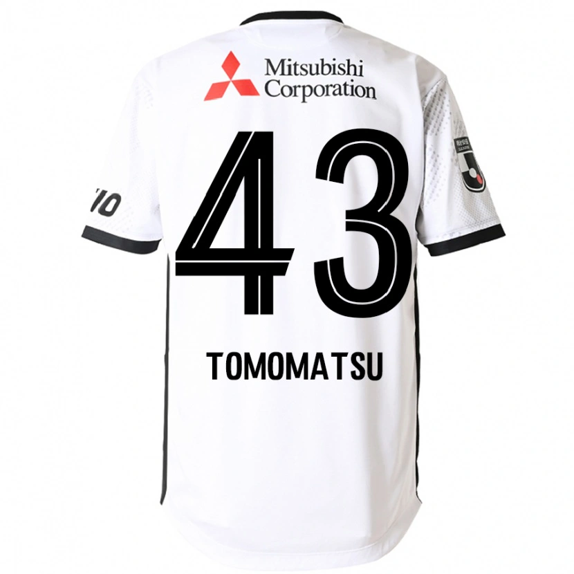 Danxen Bambino Maglia Yuki Tomomatsu #43 Bianco Nero Kit Gara Away 2025/26 Maglietta