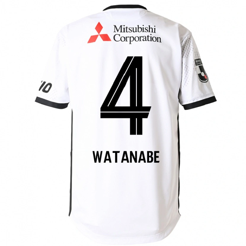 Danxen Bambino Maglia Tsuyoshi Watanabe #4 Bianco Nero Kit Gara Away 2025/26 Maglietta