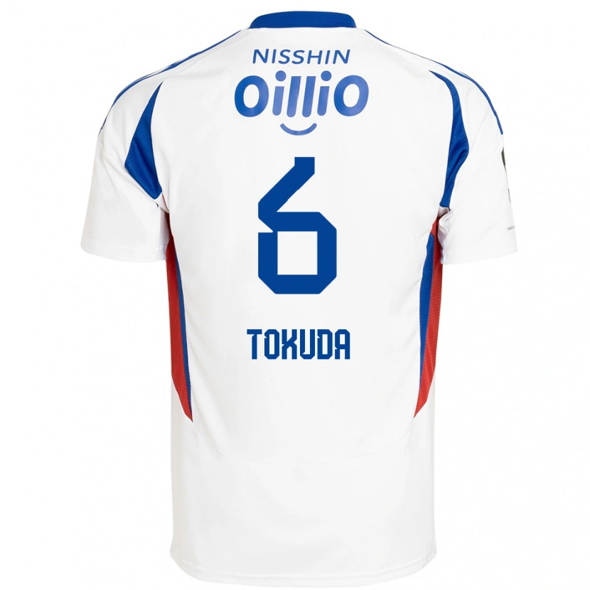 Danxen Bambino Maglia Yuma Tokuda #6 Bianco Blu Royal Kit Gara Away 2025/26 Maglietta