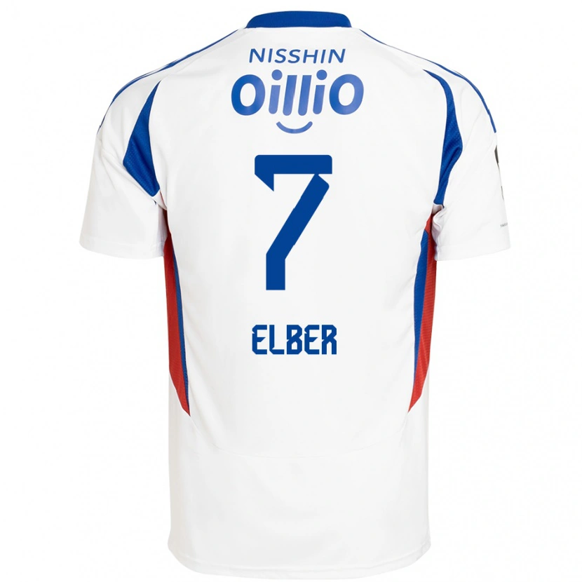 Danxen Bambino Maglia Élber #7 Bianco Blu Royal Kit Gara Away 2025/26 Maglietta