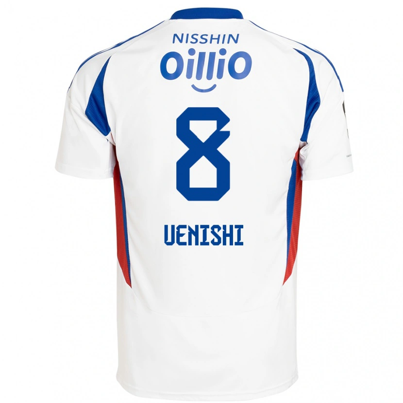 Danxen Bambino Maglia Haruki Uenishi #8 Bianco Blu Royal Kit Gara Away 2025/26 Maglietta
