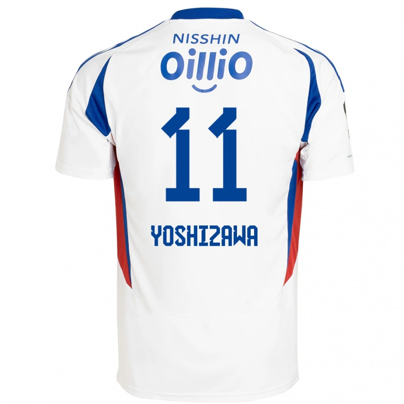 Danxen Bambino Maglia Mirai Yoshizawa #11 Bianco Blu Royal Kit Gara Away 2025/26 Maglietta