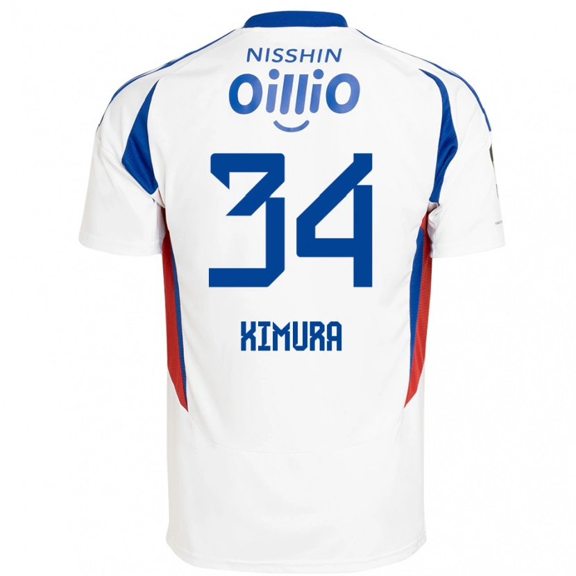 Danxen Bambino Maglia Takuto Kimura #34 Bianco Blu Royal Kit Gara Away 2025/26 Maglietta