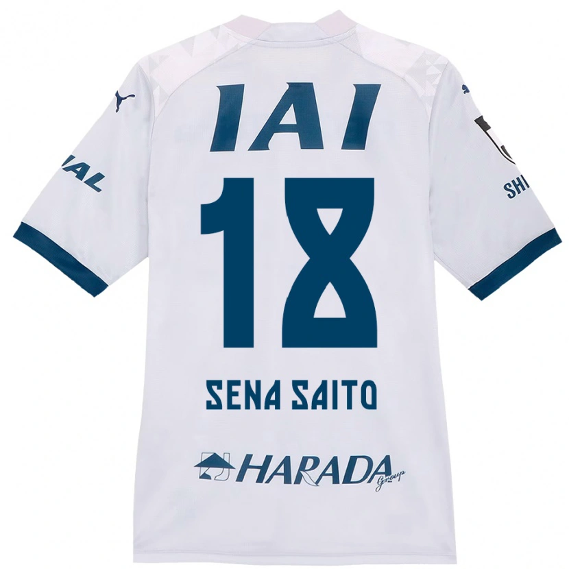 Danxen Bambino Maglia Sena Saito #18 Bianco Blu Royal Kit Gara Away 2025/26 Maglietta